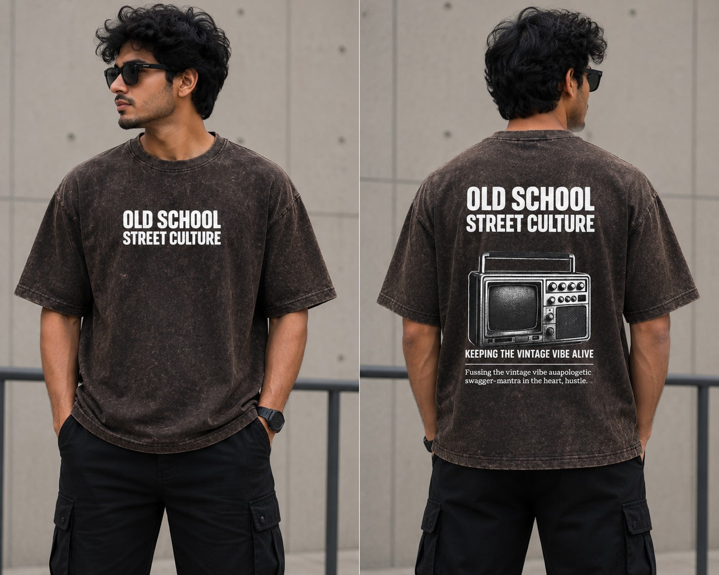 OLD School Street Culture - Acid Washed Printed Exclusive T-shirt Best Collection
