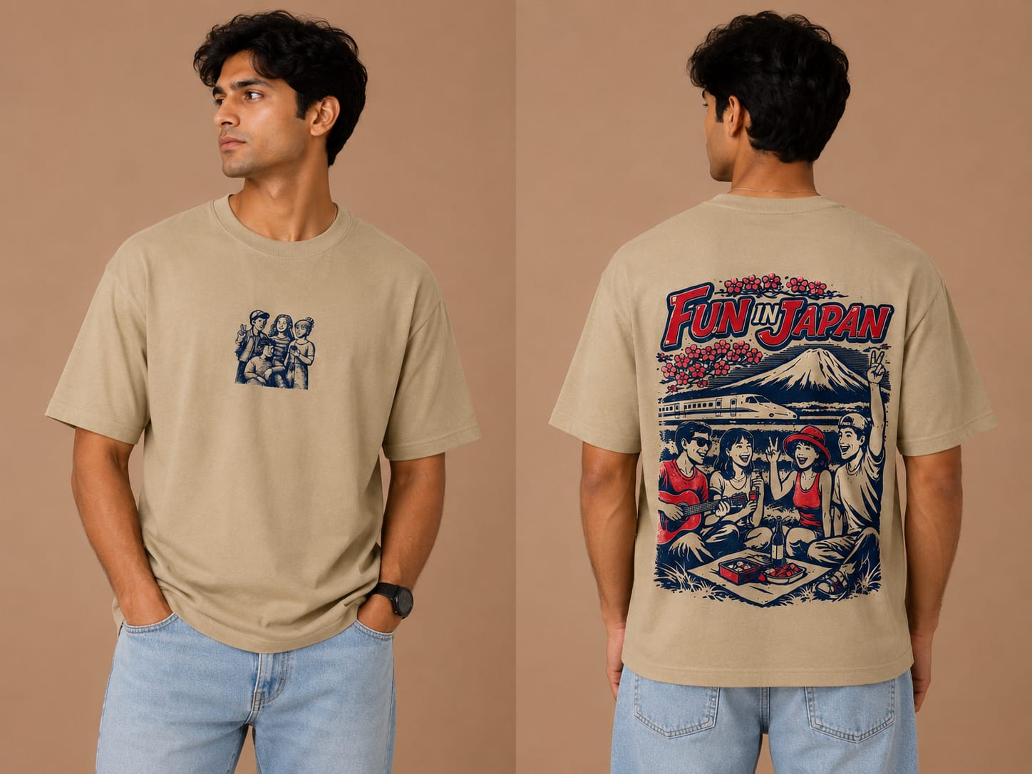 JAPAN Theme Premium Cotton Oversized Printed T-Shirt