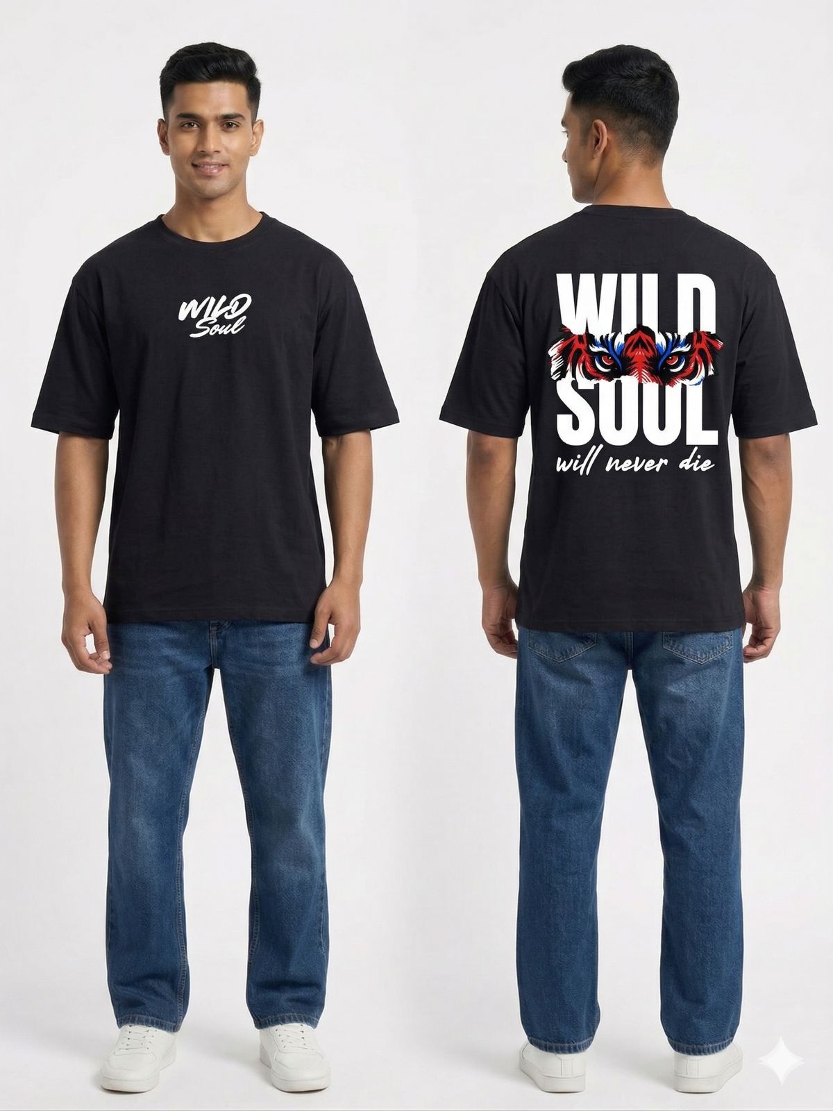 WILD SOUL - Premium Cotton Oversized Printed T-Shirt