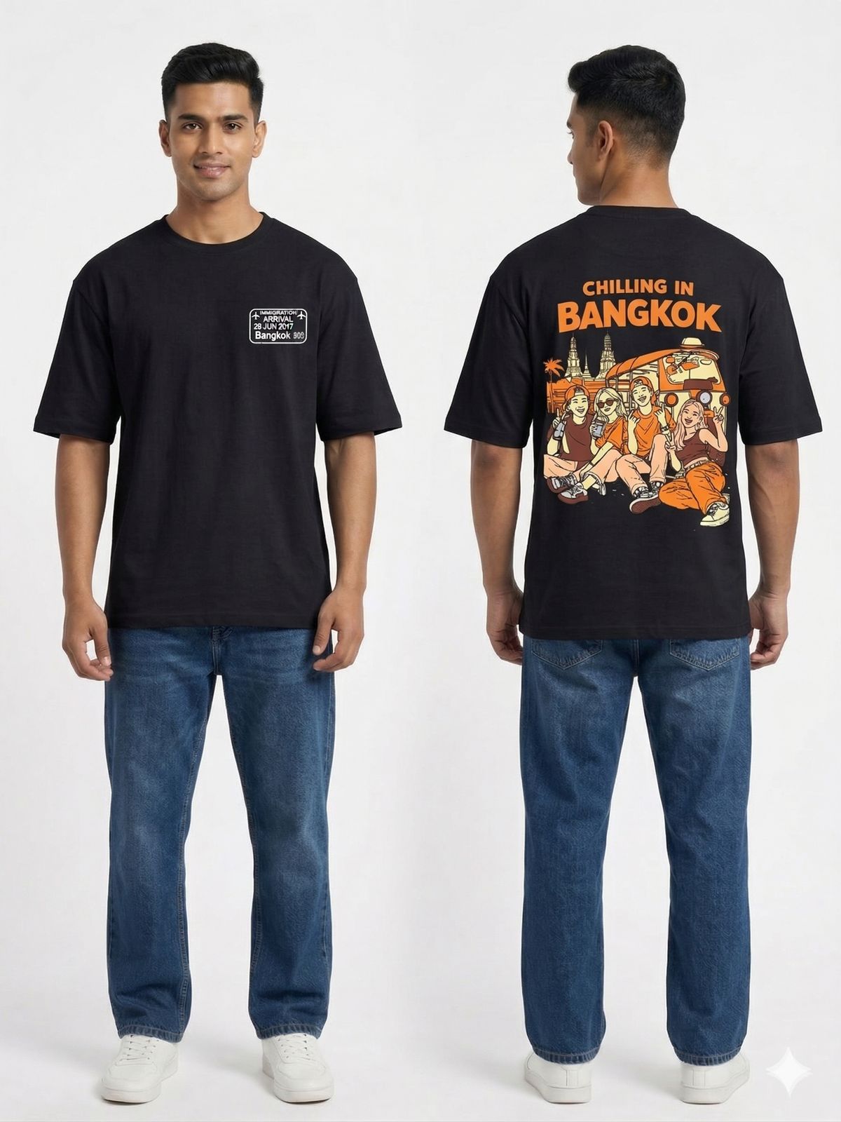Bangkok Theme Premium Cotton Oversized Printed T-Shirt