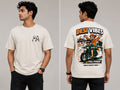 Desi Vibes - Beige Premium Cotton Oversized Printed T-Shirt