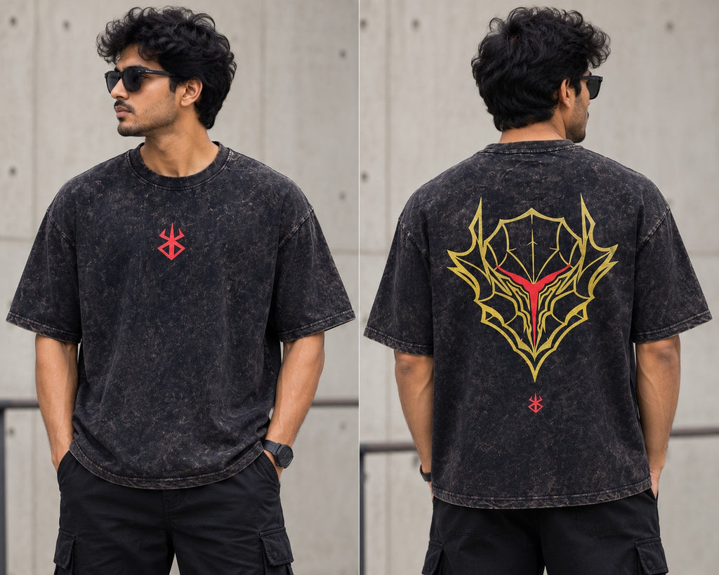 Spider - Black Acid Washed Printed Exclusive T-shirt Best Collection