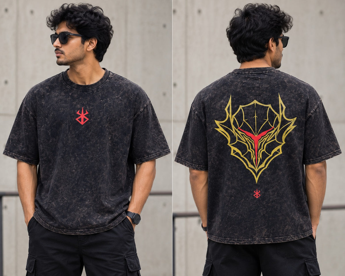 Spider - Black Acid Washed Printed Exclusive T-shirt Best Collection